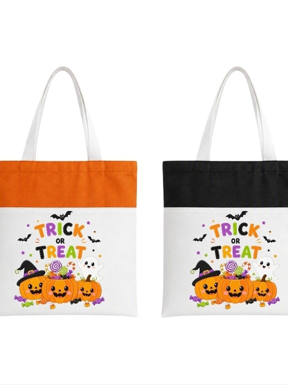 Halloween Trick or Treat Tote Bag - Orange Or Black Top